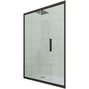 FORTE Porte parois de douche coulissante 110 cm Noir Matt niche Deco - Publicité