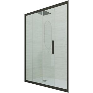 FORTE Porte parois de douche coulissante 120 cm Noir Matt niche Deco - Publicité