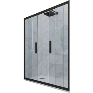 FORTE Porte parois de douche coulissante 160 cm Noir Matt niche Glam - Publicité