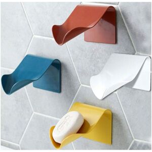 Csparkv - Porte-Savon pour Cuisine Salle de Bains Douche, Boîte à Savon Range-Savon Support de Savon Auto-drainant Plastique Mural(Blanc + Bleu + Jaune + Rouge, 4) - Publicité