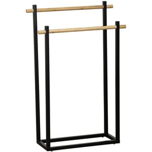 Tendance - Porte-serviettes 2 Barres en Bambou et Métal Noir h 82 cm Noir - Publicité