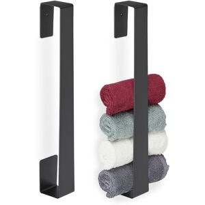 RELAXDAYS Porte-serviettes mural, lot de 2, barre chiffon 45 cm, inox, autocollant, salle de bain, serviettes invités, noirs - Publicité