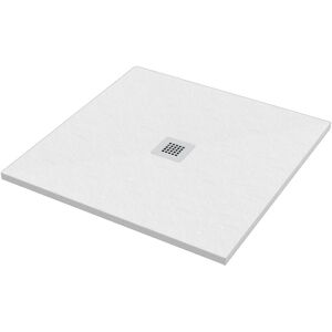 Receveur de douche 90x90 cm coloris blanc effet pierre Ercos Stone  Blanc mat - Blanc mat