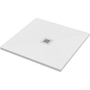 Receveur de douche carré 80x80 cm coloris blanc effet pierre Ercos Stone  Blanc mat - Blanc mat