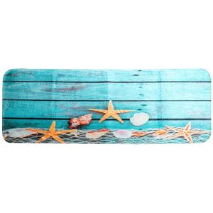 Tlily - RéTro Bleu Parquet en Bois de PêChe Conque ÉToile de Mer Nautique AntidéRapant DéCoratif Tapis de Bain Tapis pour Salle de Douche Accessoires - Publicité