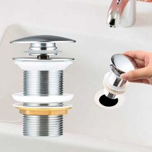 Rhafayre - Pop Up Automatique sans Trop Plein Bonde de Vidage Push Open Pour Lavabo en Cuivre Chromé Pour bassin sans trop-plein (chrome sans trop plein) - Publicité