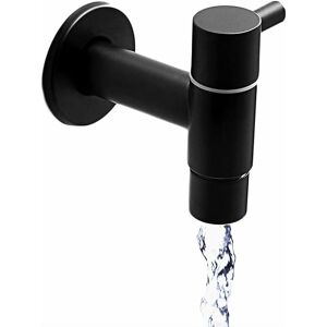 HEYTEA Robinet Acier Inoxydable Noir, Robinet Piscine en Vadrouille, Robinets Mural pour Eau Froide, Robinet d'évier Rétro, Robinet Mural Noir, pour Balcon, Salle de Bain, Cuisine, Jardin - Publicité