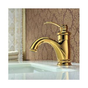 Linghhang - Robinet de lavabo doré salle de bains, robinet de lavabo chaud et froid à trou unique - gold - Publicité