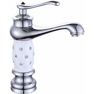 GOJOY Robinet Vintage robinet blanc-argent robinet de lavabo un trou Évier Mitigeur à levier unique Robinet de baignoire en laiton robinets de baignoire - Publicité