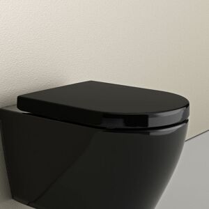 Bernstein - Abattant wc plastique Lunette wc avec veilleuse led fermeture en douceur, charnières acier inoxydable - Noir - 46,4x35,9x5cm - U1002 - Publicité