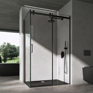 Cabine de Douche en Angle Porte Coulissante avec Receveur de Douche Verre de Sécurité Transparent 8mm avec Revêtement nano Ravenna19 70x100x195cm - Sogood - Publicité