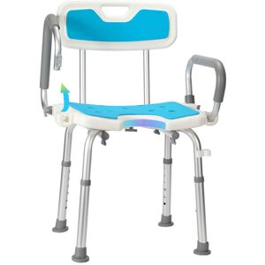 Swanew - Siège de douche réglable en hauteur tabouret de douche antidérapants charge max.136 Kg alu hdpe blanc Bleu Accoudoir réversible - Bleu - Publicité