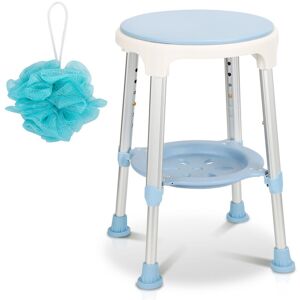 Swanew - Siège de douche réglable en hauteur tabouret de douche ergonomique pieds antidérapants charge alu blanc max. 136 kg -Assise carrée - Bleu - Publicité