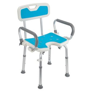 SWANEW Tabouret de douche Siège de douche réglable en hauteur jusqu'à 136 kg Tabouret de salle de bain - Avec accoudoir et dossier Accoudoir réversible - Bleu - Publicité