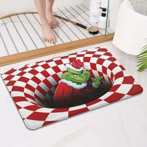 SUNXURY Tapis de bain de Noël pour enfants - Tapis d'illusion à carreaux rouges 3D - Tapis de porte pour salle de douche et baignoire - Antidérapant et absorbant - Décoration de salle de bain - Publicité