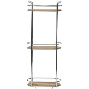 Tagère 3 niveaux en Métal chrome et Bambou h 62.5 cm Tendance Bambou - Publicité