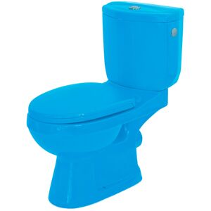 LOOBOW Toilette à poser de couleur BLEU Cuvette WC bi bloc en céramique - Publicité