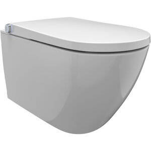 Bernstein Toilettes japonaises suspendues en céramique, wc japonais lavant avec bouton, jets réglables, abattant veilleuse led - Blanc - 59,3x38,4x38cm - Basic - Publicité