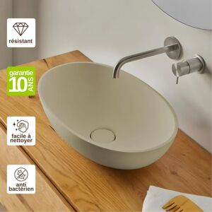 Resigres - Vasque à poser, Ovale L47,3l32,4H14,5cm, lavabo salle de bain Résigrès Altéa Beige , Solid Surface - Publicité