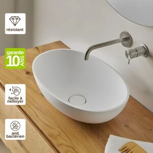 Resigres - Vasque à poser, Ovale L47,3l32,4H14,5cm, lavabo salle de bain Résigrès Altéa Blanc , Solid Surface - Publicité