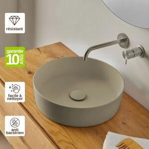 Resigres - Vasque à poser, Ronde Ø39H10,5cm, lavabo salle de bain Résigrès Badia Beige , Solid Surface - Publicité