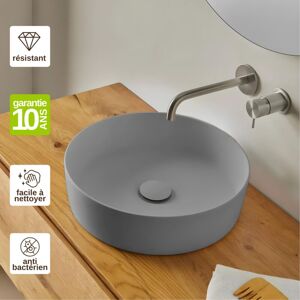 Resigres - Vasque à poser, Ronde Ø39H10,5cm, lavabo salle de bain Résigrès Badia Gris , Solid Surface - Publicité