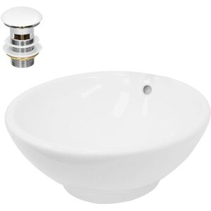 Ecd Germany - Lavabo Ronde en Céramique, ø 420x170 mm, Blanc, avec Garniture de Vidage 1 1/4, pour Lavabo sans Trop-Plein, Vasque à Poser, Évier - Publicité