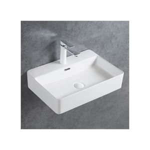 Bernstein - Vasque à poser ou murale en céramique sanitaire KW6146 - 50 x 42 x 12,5 cm - Couleur en option Blanc brillant, Avec couvercle suppl. Publicité