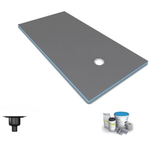 Receveur de douche à carreler 160 x 90 Wedi Fundo Primo rectangle écoulement excentré + bonde verticale + kit d'étanchéité