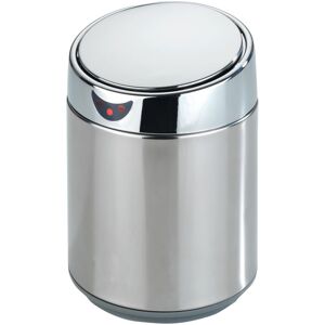 Mini poubelle de table Senso, petite poubelle avec capteur infrarouge, ouverture automatique sans contact, Capacité 0,8L, acier inox - intérieur plastique, 12,5x18,x12,5 cm, chromé - Wenko