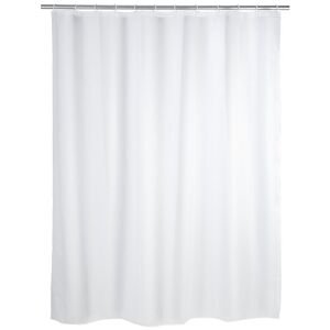 Wenko - Rideau de douche blanc Uni, rideau de douche 120x200 cm, imperméable à l'eau, 8 anneaux rideau de douche en plastique blanc inclus, peva - Publicité