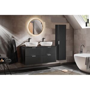 BOBOCHIC Ensemble de salle de bain 120 cm HILONA noir avec colonne et vasques à poser Gris - Publicité