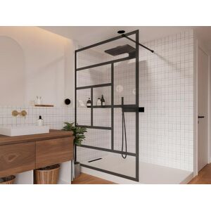 Vente uniquecom Paroi de douche a litalienne style industriel SEFANA 120x200cm noir