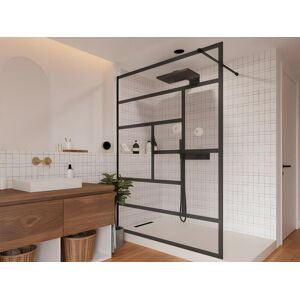 Shower & Design Paroi de douche a l'italienne style industriel SEFANA - 140x200cm - noir