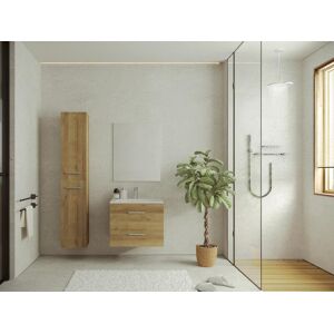 Vente-unique Colonne de salle de bain suspendue - 6 étagères - Coloris naturel clair - KAYLA