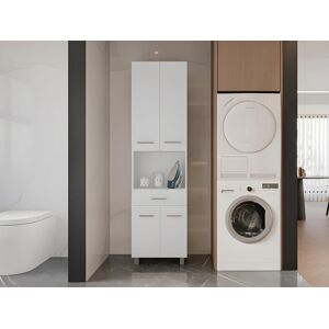 Vente-unique Colonne de salle de bain sur pied - 180 cm - Blanc - MINELA - Publicité