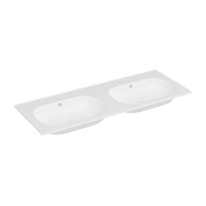 Shower & Design Double vasque à encastrer en résine effet pierre - Blanc - L120 x l46 cm - ATIWA