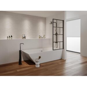 Shower & Design Pare baignoire pivotant style industriel - 70 x 140 cm - Noir mat - Verre - RIVANON