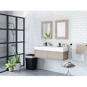 Vente-unique.com Miroir de salle de bain contour chene - L70 x H50 cm - ALANA
