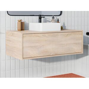 Vente unique Meuble de salle de bain suspendu coloris naturel clair avec simple vasque 94 cm TEANA II