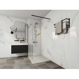 Shower & Design Receveur à poser ou encastrer en résine - Blanc - 120 x 90 cm - MIRNOSA