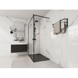 Shower & Design Receveur à poser ou encastrer en résine - Noir - 120 x 80 cm - LYROSA