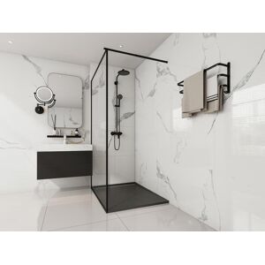 Shower & Design Receveur à poser ou encastrer en résine - Noir - 120 x 90 cm - LYROSA