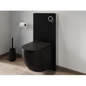 Vente-unique Pack WC suspendu avec bâti-support décoratif - Noir mat - JAVOINE