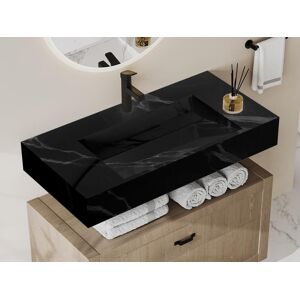 Shower Design Vasque suspendue en solid surface effet marbre noir TAKOTNA L902 x l452 x H8 cm