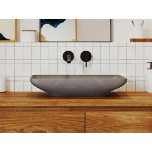 Shower & Design Vasque à poser rectangulaire incurvée en béton - L56,5 x l37 cm - YURGA