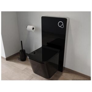 Vente-unique Pack WC suspendu en céramique noir brillant avec bâti-support décoratif - CLEMONA