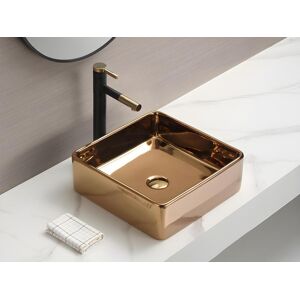 Shower & Design Vasque de salle de bain carree en ceramique effet cuivre - TOVALY