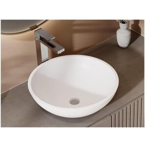 Shower & Design Vasque de salle de bain ronde en solid surface - 40 cm - Blanc - IMJA