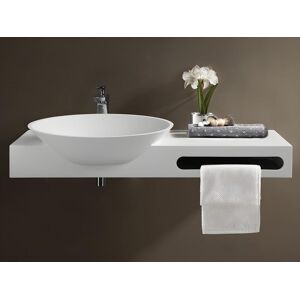 Shower Design Plan vasque suspendu en solid surface avec porte serviettes Blanc L100 x l54 x H20 cm YUMIKO